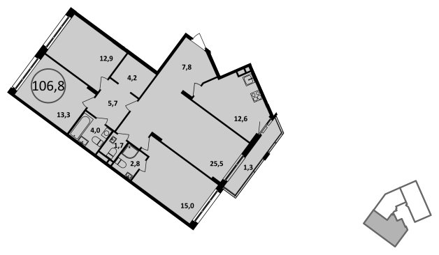 4-комнатная квартира без отделки, 106.8 м2, 8 этаж, сдача 4 квартал 2022 г., ЖК Испанские кварталы, корпус 5.3 - объявление 1409472 - фото №1