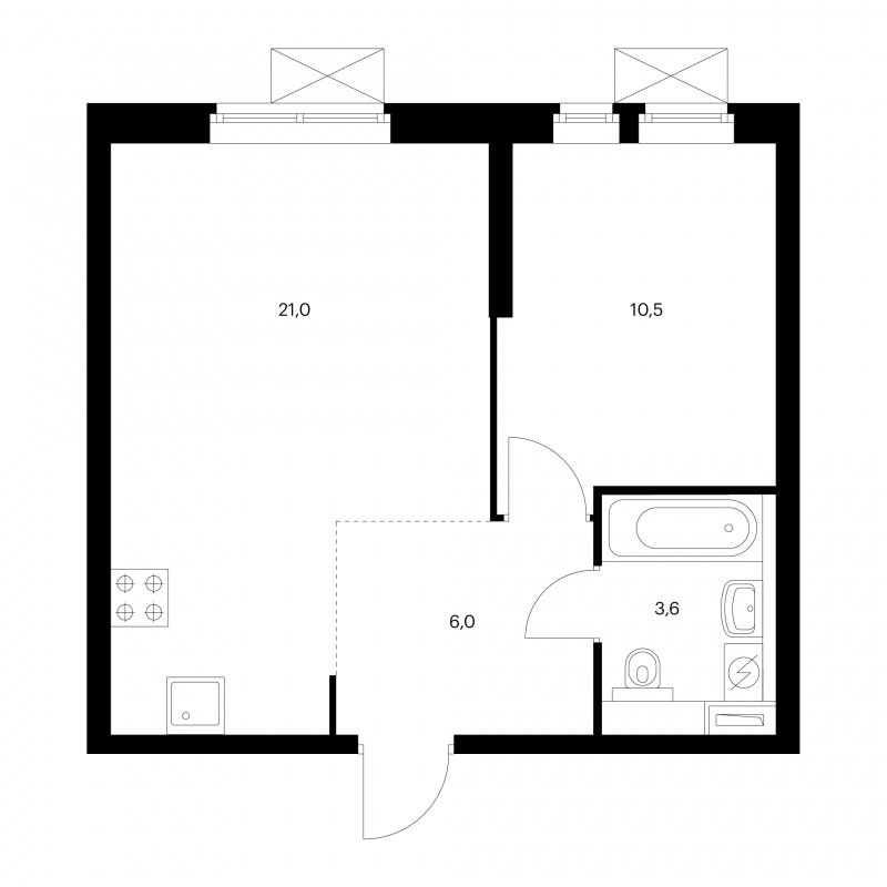1-комнатная квартира с полной отделкой, 41.4 м2, 30 этаж, дом сдан, ЖК Большая Очаковская 2, корпус 1.3 - объявление 1964634 - фото №1
