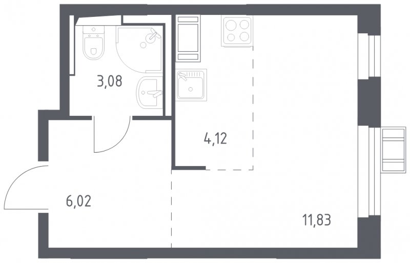 1-комнатная квартира с полной отделкой, 25.05 м2, 5 этаж, сдача 2 квартал 2023 г., ЖК Томилино Парк, корпус 4.3 - объявление 1710986 - фото №1