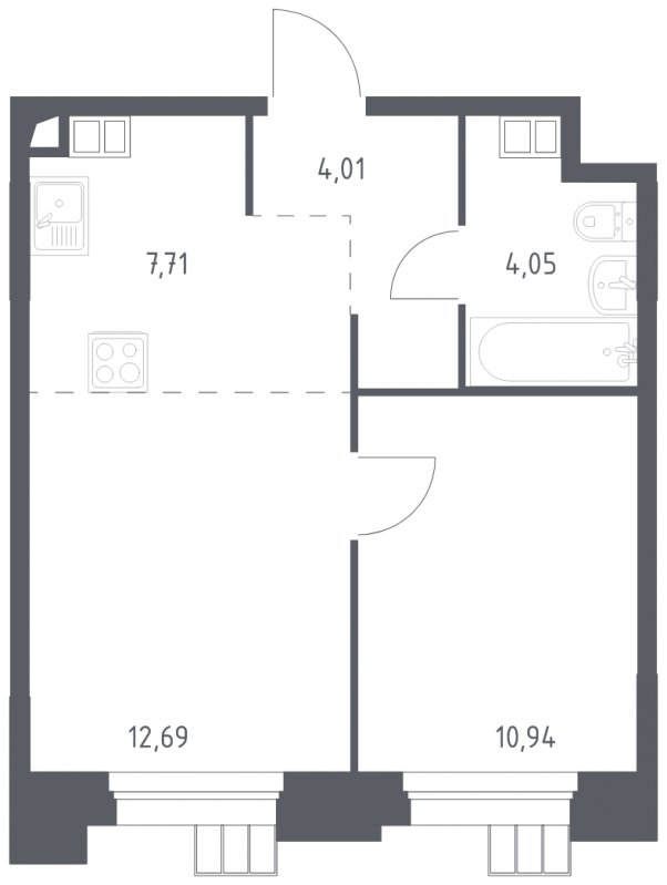 2-комнатная квартира с полной отделкой, 39.4 м2, 8 этаж, сдача 1 квартал 2023 г., ЖК Тропарево Парк, корпус 1.3 - объявление 1671327 - фото №1