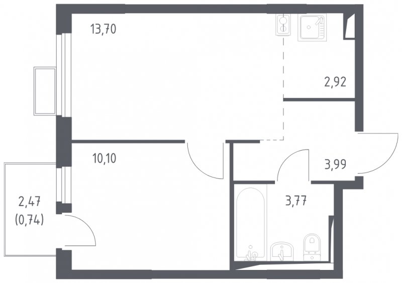2-комнатная квартира с полной отделкой, 35.22 м2, 6 этаж, сдача 4 квартал 2024 г., ЖК Остафьево, корпус 13 - объявление 1850006 - фото №1