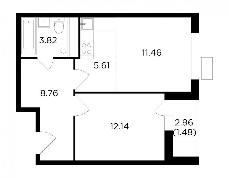 2-комнатная квартира без отделки, 43.27 м2, 5 этаж, дом сдан, ЖК VESNA, корпус 1 - объявление 1787827 - фото №1