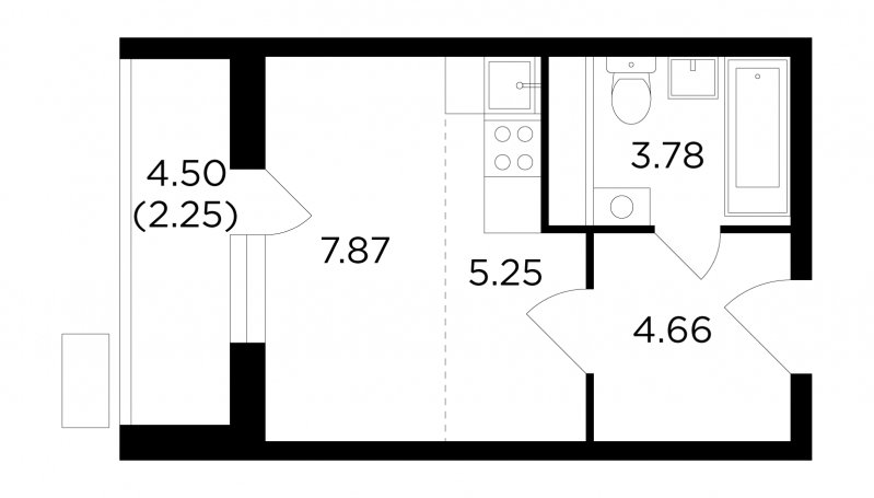 Студия без отделки, 23.81 м2, 5 этаж, сдача 4 квартал 2022 г., ЖК VESNA, корпус 1 - объявление 1754636 - фото №1