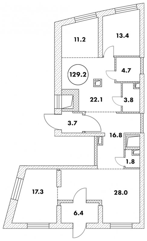 4-комнатные апартаменты 129.2 м2, 1 этаж, дом сдан, ЖК Флотилия, корпус 4 - объявление 1952694 - фото №1