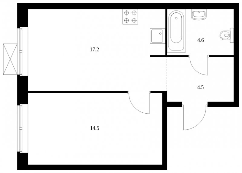 1-комнатная квартира без отделки, 40.8 м2, 10 этаж, сдача 4 квартал 2023 г., ЖК Holland park, корпус 11 - объявление 1669515 - фото №1