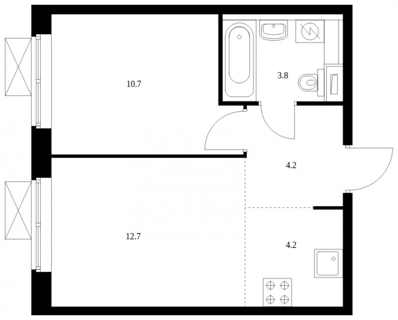 2-комнатная квартира (евро) с полной отделкой, 35.6 м2, 10 этаж, сдача 1 квартал 2024 г., ЖК Середневский лес, корпус 3.1 - объявление 2057137 - фото №1