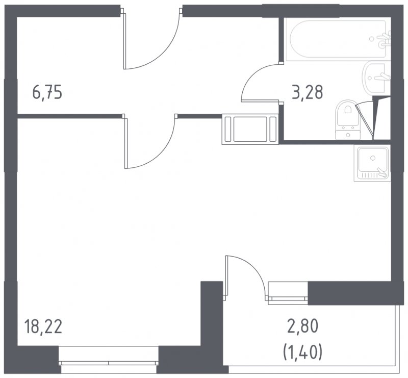 1-комнатная квартира с полной отделкой, 29.65 м2, 2 этаж, сдача 2 квартал 2022 г., ЖК Пригород Лесное, корпус 60 - объявление 1679138 - фото №1
