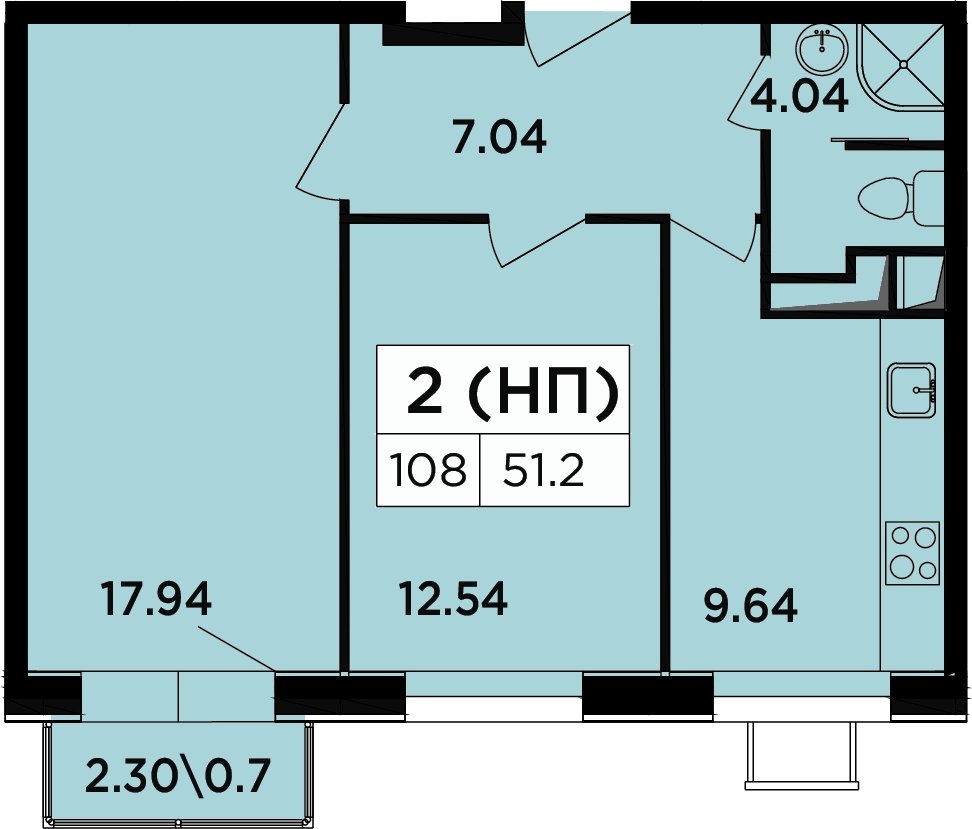 2-комнатные апартаменты 48.5 м2, 6 этаж, дом сдан, ЖК Легендарный Квартал на Березовой  аллее, корпус 5 - объявление 2335657 - фото №1