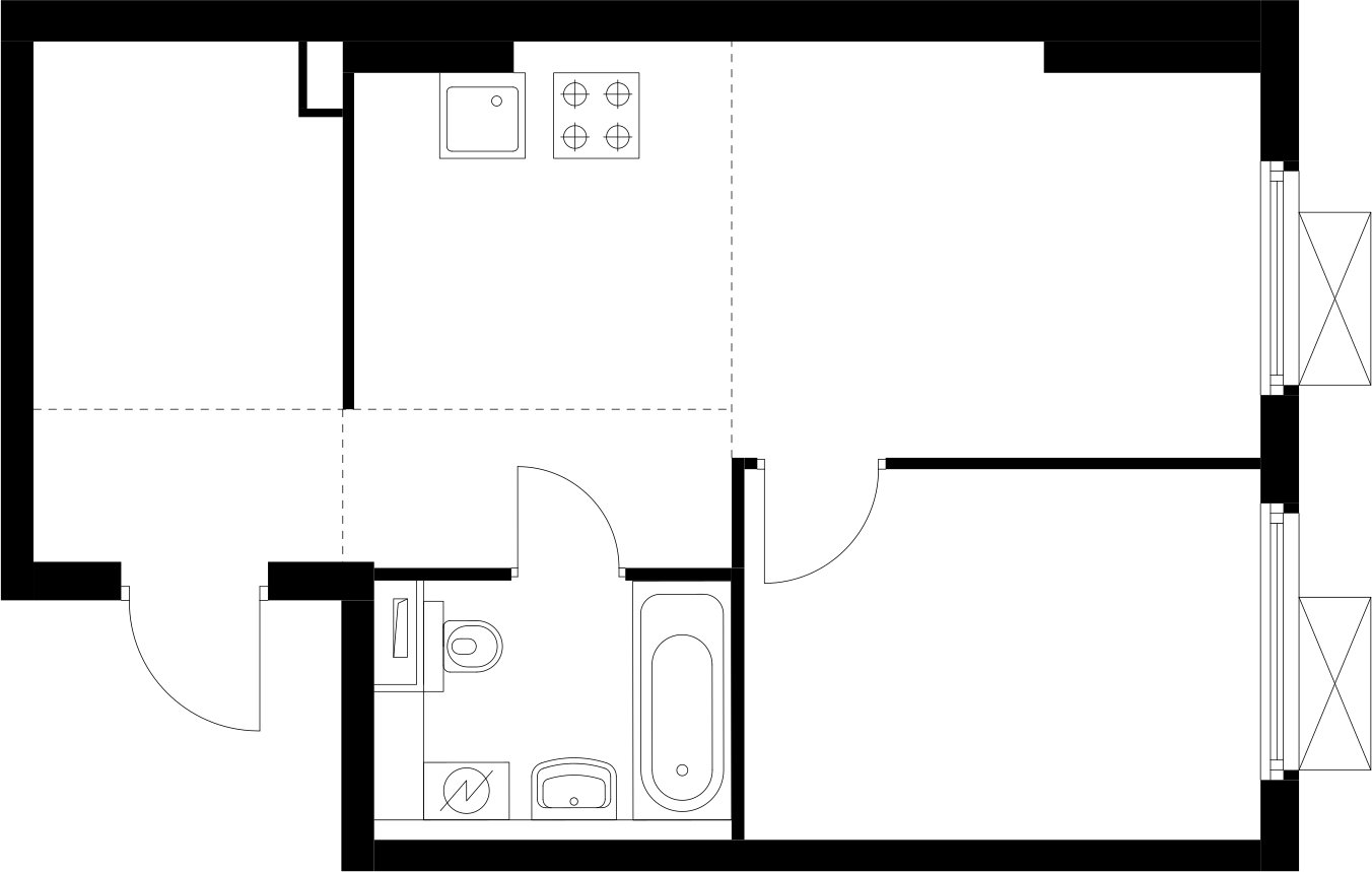 1-комнатная квартира с полной отделкой, 41.1 м2, 17 этаж, сдача 4 квартал 2024 г., ЖК Бунинские луга, корпус 3.4.1 - объявление 2344935 - фото №1