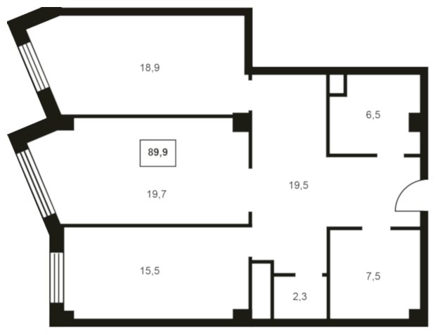 2-комнатная квартира без отделки, 89.9 м2, 6 этаж, дом сдан, ЖК Резиденции Замоскворечье, корпус 1 - объявление 1767448 - фото №1