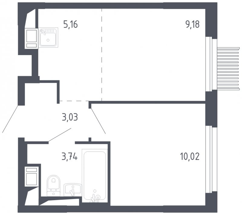 2-комнатная квартира с полной отделкой, 31.13 м2, 10 этаж, сдача 3 квартал 2023 г., ЖК Мытищи Парк, корпус 2 - объявление 1675170 - фото №1