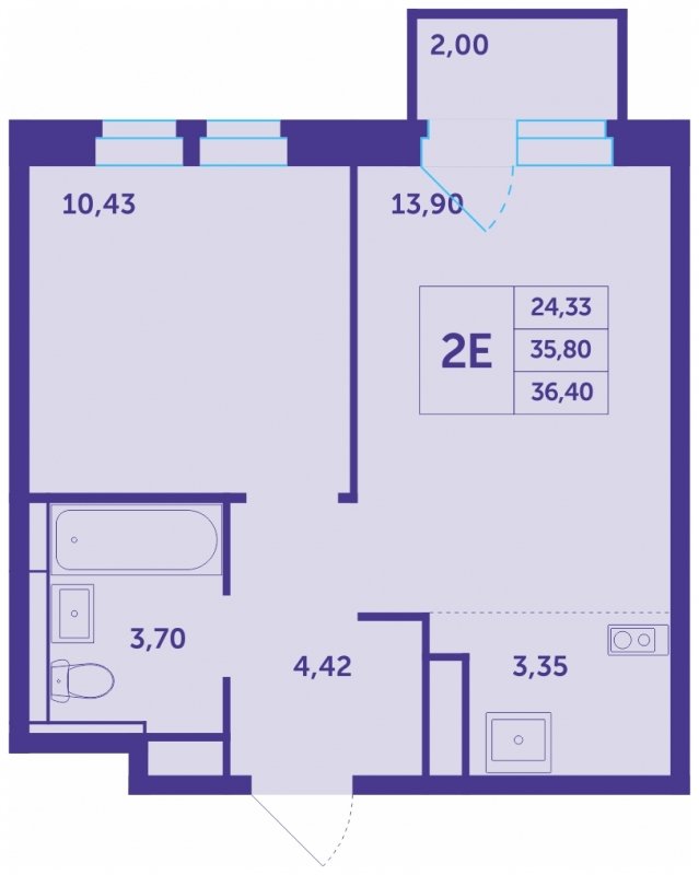 2-комнатная квартира без отделки, 35.8 м2, 8 этаж, сдача 4 квартал 2023 г., ЖК Большое Путилково, корпус 22 - объявление 1593741 - фото №1