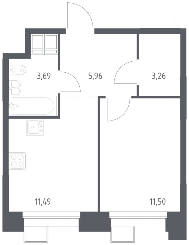 1-комнатная квартира с полной отделкой, 35.9 м2, 16 этаж, сдача 2 квартал 2024 г., ЖК Тропарево Парк, корпус 2.4 - объявление 1963178 - фото №1