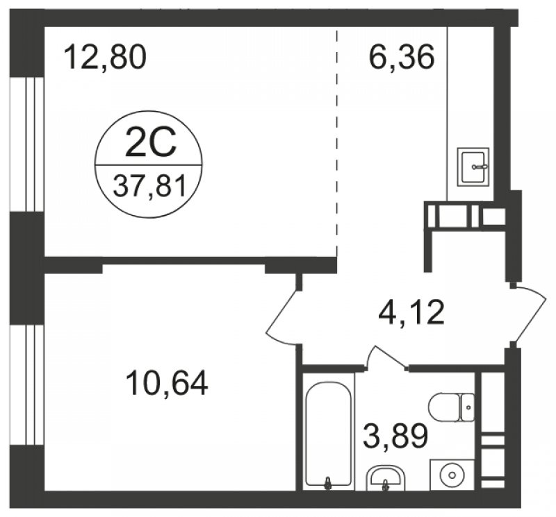 2-комнатная квартира с полной отделкой, 37.81 м2, 11 этаж, сдача 3 квартал 2023 г., ЖК Люберцы, корпус 66 - объявление 1598025 - фото №1