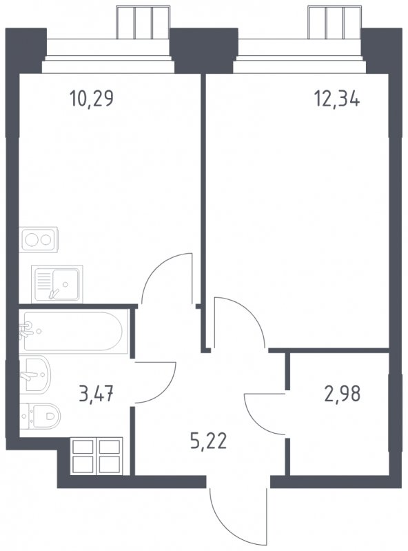 1-комнатные апартаменты с полной отделкой, 34.3 м2, 8 этаж, сдача 1 квартал 2023 г., ЖК Тропарево Парк, корпус 1.1 - объявление 1755371 - фото №1