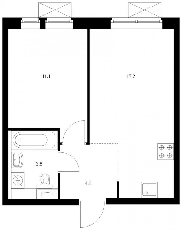 1-комнатная квартира с полной отделкой, 36.2 м2, 17 этаж, сдача 2 квартал 2023 г., ЖК Второй Нагатинский, корпус 3 - объявление 1772390 - фото №1