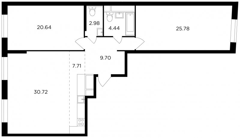 3-комнатная квартира без отделки, 101.97 м2, 15 этаж, сдача 2 квартал 2022 г., ЖК КутузовGRAD 2, корпус 6 - объявление 1748613 - фото №1