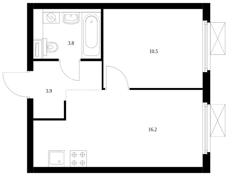 1-комнатная квартира с полной отделкой, 34.4 м2, 25 этаж, сдача 4 квартал 2023 г., ЖК Одинцово-1, корпус 1.21 - объявление 1702554 - фото №1