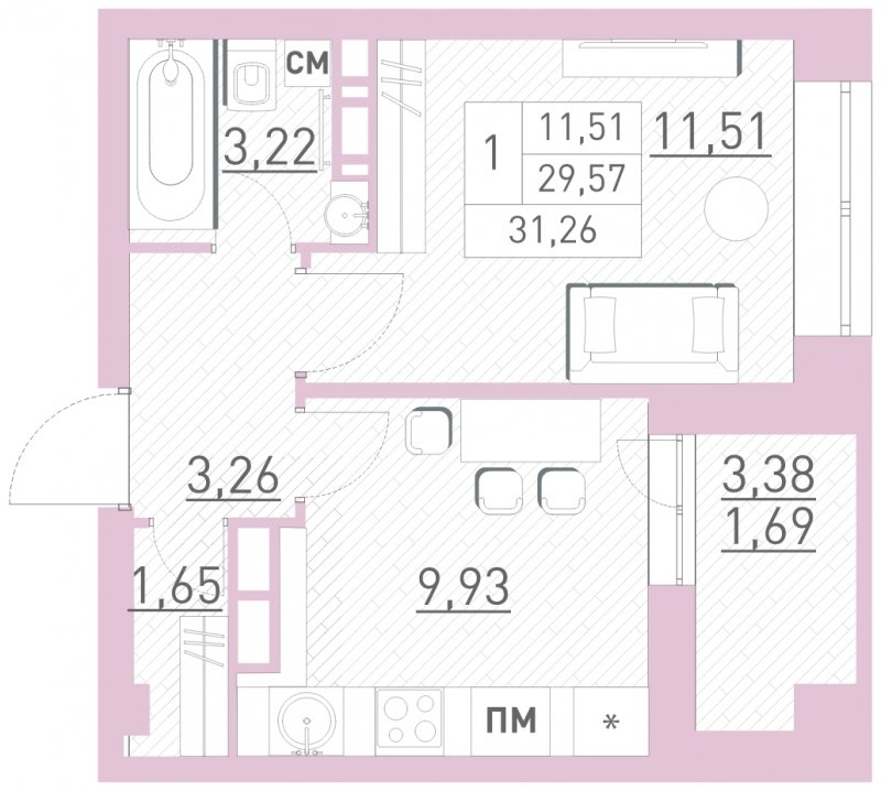 1-комнатная квартира 31.2 м2, 13 этаж, дом сдан, ЖК Столичный, корпус 20 - объявление 1787054 - фото №1
