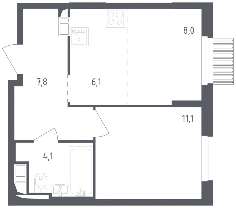 2-комнатная квартира с полной отделкой, 37.1 м2, 12 этаж, сдача 2 квартал 2024 г., ЖК Мытищи Парк, корпус 3 - объявление 1822113 - фото №1