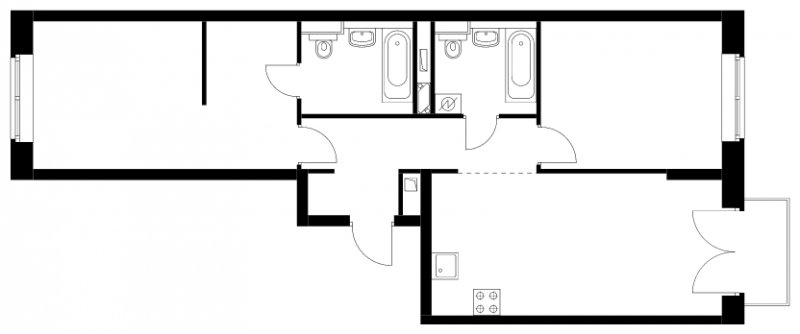 2-комнатная квартира без отделки, 73.83 м2, 8 этаж, сдача 4 квартал 2022 г., ЖК Green Park, корпус 7 - объявление 1431311 - фото №1