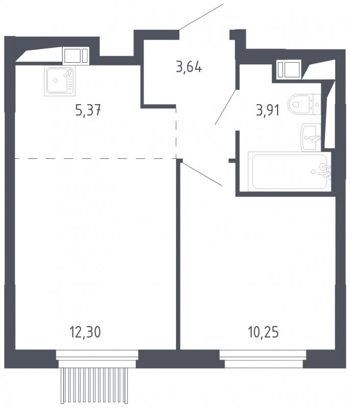 2-комнатная квартира с полной отделкой, 35.47 м2, 11 этаж, сдача 3 квартал 2023 г., ЖК Мытищи Парк, корпус 2 - объявление 1770710 - фото №1