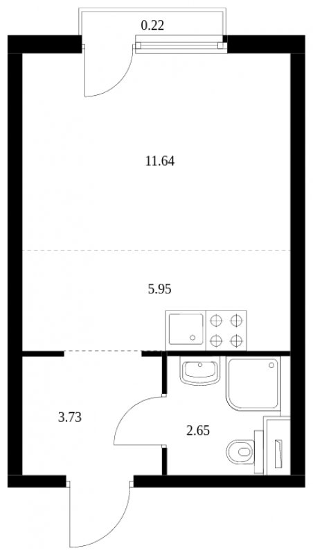 Студия с полной отделкой, 24.19 м2, 8 этаж, сдача 2 квартал 2024 г., ЖК Матвеевский Парк, корпус 2.4 - объявление 1859527 - фото №1