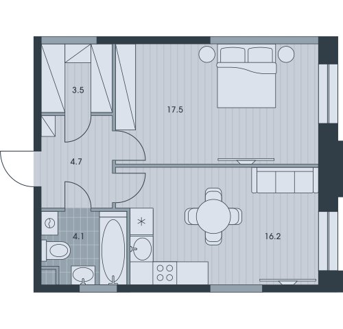 2-комнатная квартира без отделки, 46.1 м2, 20 этаж, дом сдан, ЖК EVER, корпус 2 - объявление 2376346 - фото №1