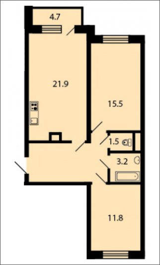 2-комнатная квартира с полной отделкой, 60 м2, 3 этаж, дом сдан, ЖК Аккорд. SMART-КВАРТАЛ, корпус 2а - объявление 1003533 - фото №1