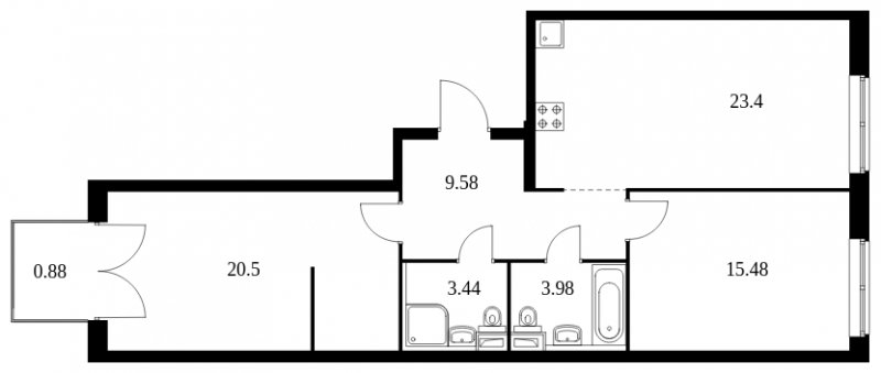 2-комнатная квартира с полной отделкой, 77.26 м2, 13 этаж, сдача 1 квартал 2024 г., ЖК Green Park, корпус 8 - объявление 1603352 - фото №1