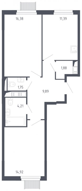 2-комнатная квартира с полной отделкой, 60.42 м2, 11 этаж, сдача 3 квартал 2023 г., ЖК Мытищи Парк, корпус 2 - объявление 1612973 - фото №1