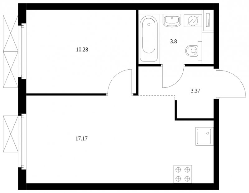 1-комнатная квартира с полной отделкой, 34.62 м2, 6 этаж, сдача 2 квартал 2024 г., ЖК Матвеевский Парк, корпус 1.6 - объявление 1609776 - фото №1