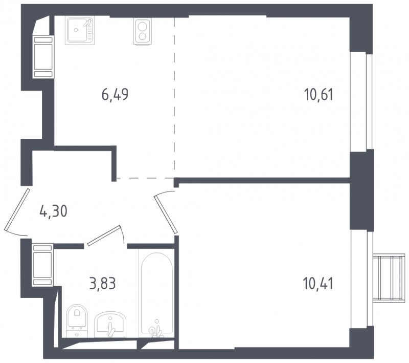 2-комнатная квартира с полной отделкой, 35.64 м2, 14 этаж, сдача 3 квартал 2024 г., ЖК Томилино Парк, корпус 5.1 - объявление 1822985 - фото №1