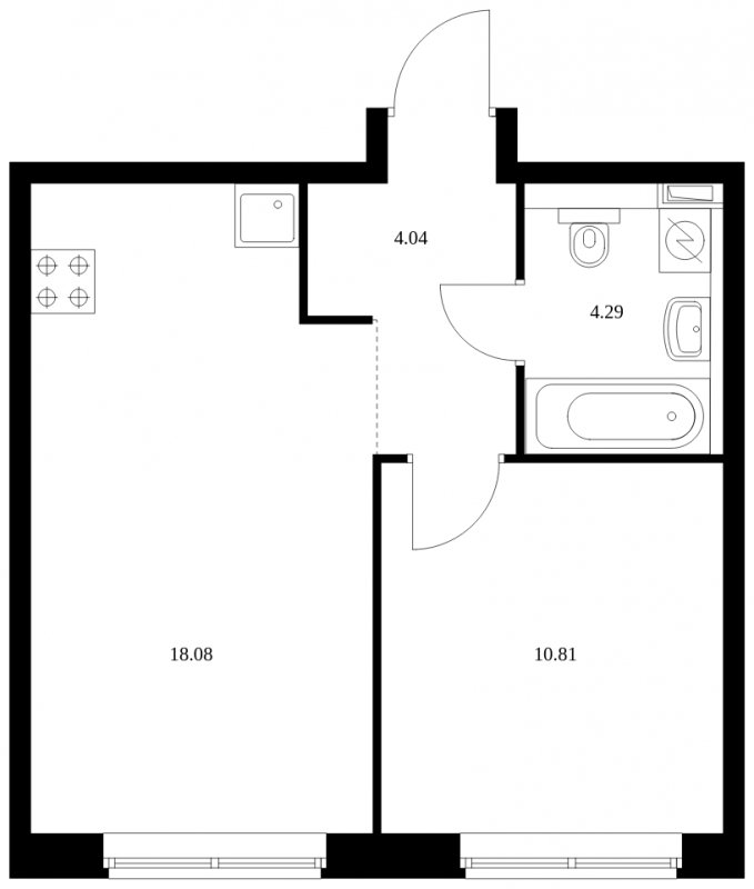 1-комнатная квартира с полной отделкой, 37.22 м2, 8 этаж, сдача 1 квартал 2024 г., ЖК Green Park, корпус 8 - объявление 1655970 - фото №1