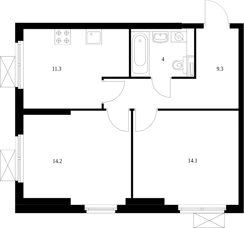 2-комнатная квартира с полной отделкой, 53.5 м2, 33 этаж, сдача 3 квартал 2023 г., ЖК Полярная 25, корпус 3 - объявление 2001352 - фото №1