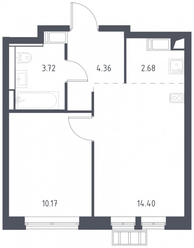 2-комнатная квартира с полной отделкой, 35.33 м2, 16 этаж, сдача 4 квартал 2023 г., ЖК Большое Путилково, корпус 21 - объявление 1827773 - фото №1