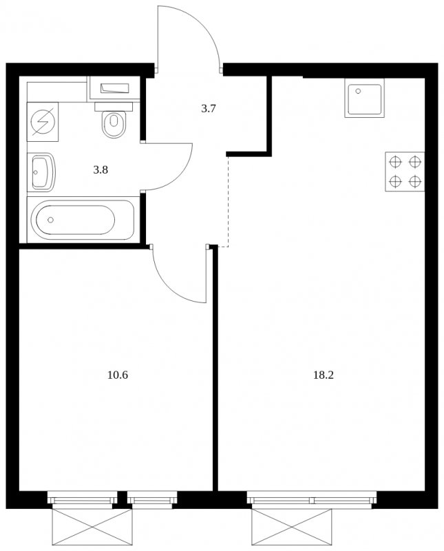 1-комнатная квартира с полной отделкой, 36.3 м2, 10 этаж, сдача 1 квартал 2025 г., ЖК Середневский лес, корпус 3.2 - объявление 1849018 - фото №1