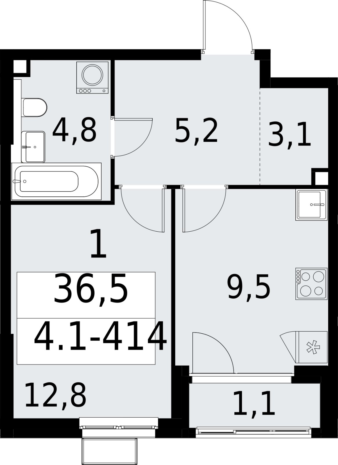 1-комнатная квартира с полной отделкой, 36.5 м2, 2 этаж, сдача 2 квартал 2027 г., ЖК Южные сады, корпус 4.1.2 - объявление 2392920 - фото №1