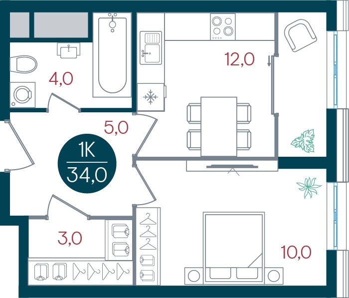 1-комнатная квартира без отделки, 34 м2, 12 этаж, дом сдан, ЖК РУСИЧ Новые Котельники, корпус 3 - объявление 2433667 - фото №1