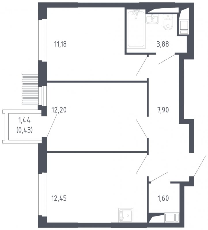 2-комнатная квартира с полной отделкой, 49.64 м2, 16 этаж, сдача 3 квартал 2023 г., ЖК Мытищи Парк, корпус 2 - объявление 1674483 - фото №1