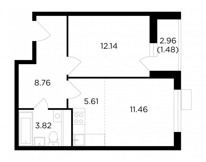 2-комнатная квартира без отделки, 43.27 м2, 10 этаж, сдача 4 квартал 2022 г., ЖК VESNA, корпус 1 - объявление 1747504 - фото №1