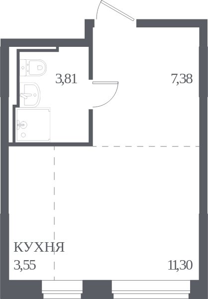 1-комнатная квартира с полной отделкой, 26 м2, 13 этаж, сдача 2 квартал 2023 г., ЖК Остафьево, корпус 11.1 - объявление 2066015 - фото №1