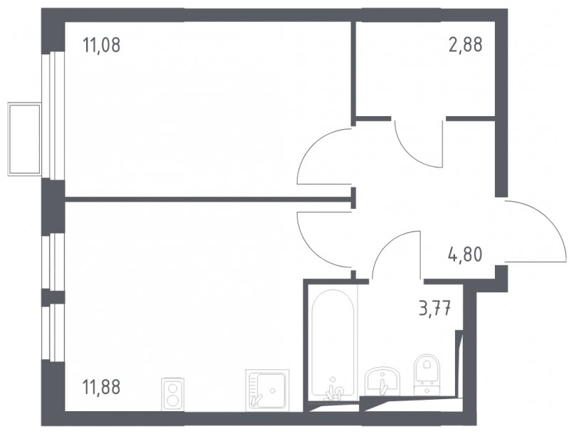 1-комнатная квартира с полной отделкой, 34.41 м2, 7 этаж, сдача 4 квартал 2024 г., ЖК Остафьево, корпус 13 - объявление 2085849 - фото №1