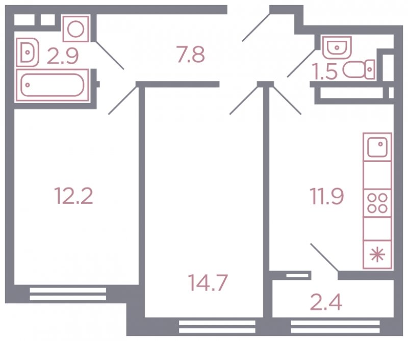 2-комнатная квартира с полной отделкой, 52 м2, 4 этаж, дом сдан, ЖК Миниполис Серебрица, корпус 5 - объявление 1585874 - фото №1