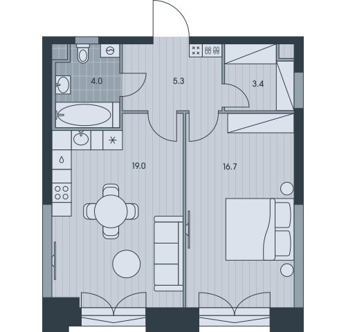 2-комнатная квартира без отделки, 48.4 м2, 4 этаж, сдача 3 квартал 2025 г., ЖК EVER, корпус 6 - объявление 2377012 - фото №1