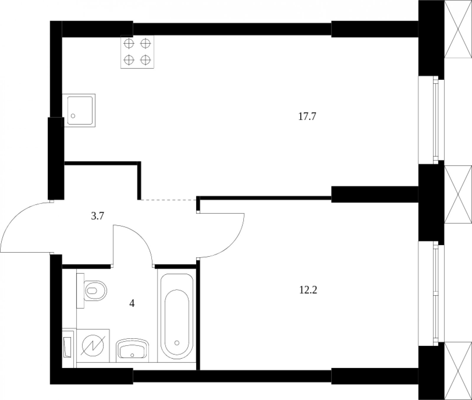 1-комнатные апартаменты с полной отделкой, 36.9 м2, 23 этаж, сдача 2 квартал 2023 г., ЖК Волоколамское 24, корпус 3 - объявление 2008362 - фото №1