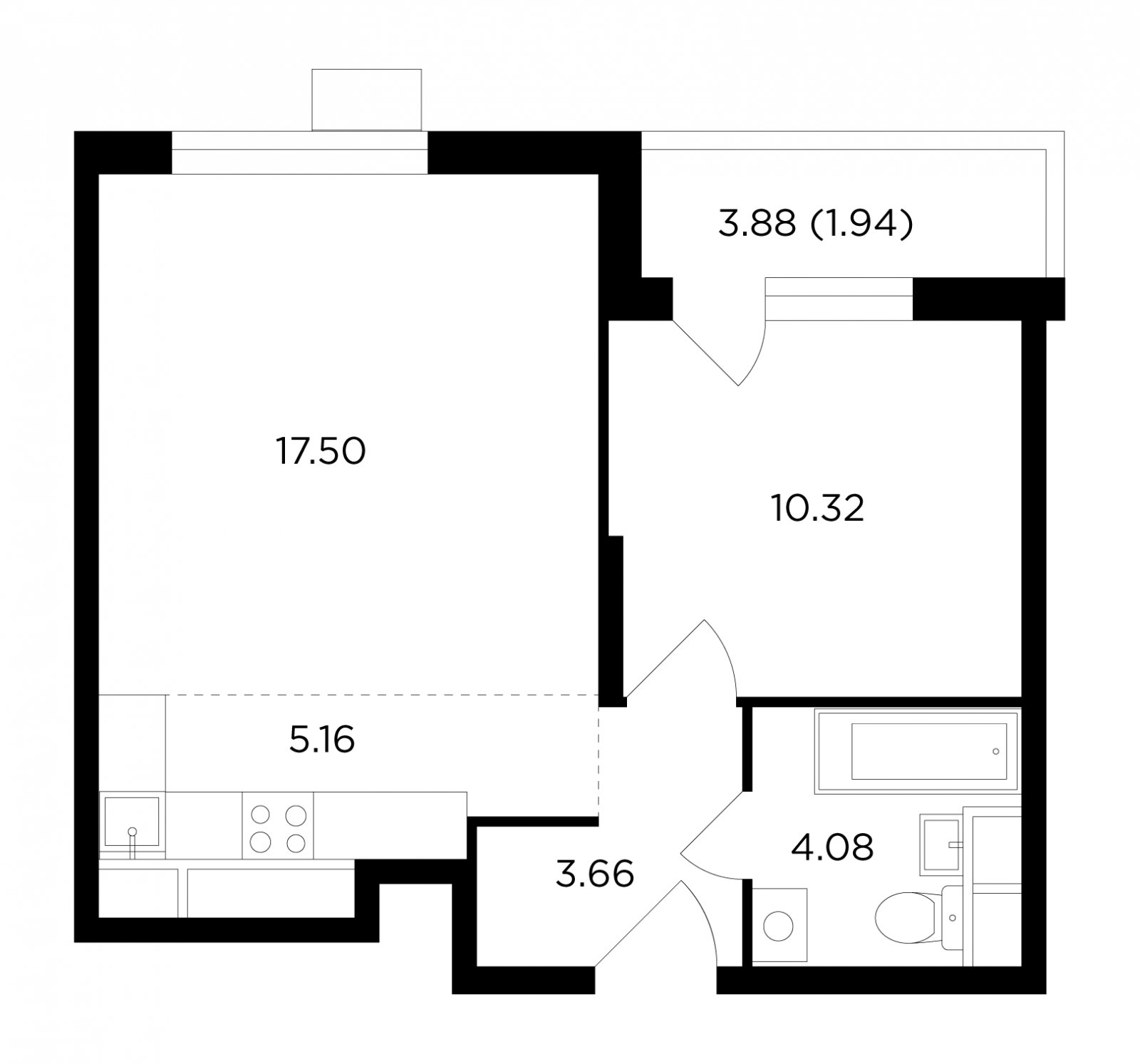 2-комнатная квартира без отделки, 42.66 м2, 6 этаж, дом сдан, ЖК VESNA, корпус 4.1 - объявление 2007560 - фото №1