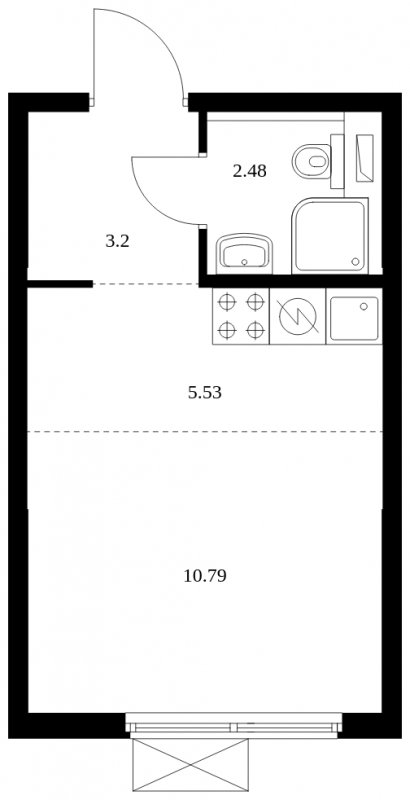 Студия с полной отделкой, 22 м2, 23 этаж, сдача 4 квартал 2024 г., ЖК Матвеевский Парк, корпус 1.3 - объявление 1964879 - фото №1