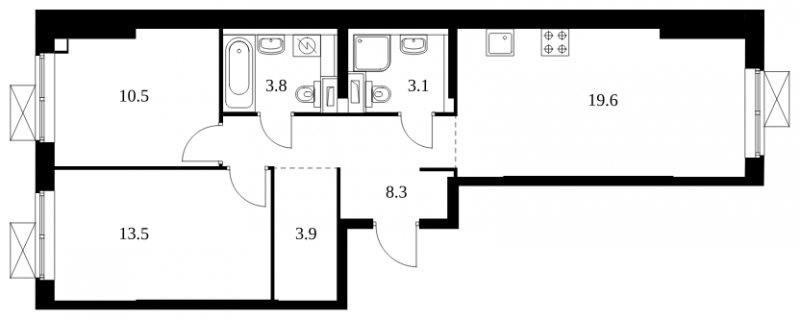 2-комнатная квартира с полной отделкой, 62.7 м2, 13 этаж, сдача 2 квартал 2025 г., ЖК Саларьево Парк, корпус 56.1 - объявление 1988293 - фото №1