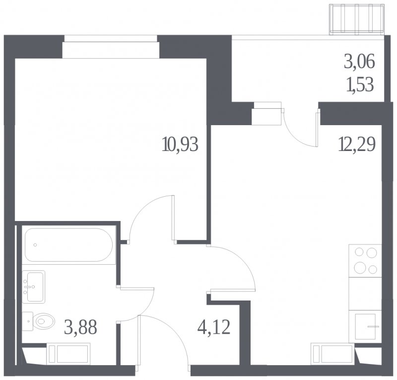 1-комнатная квартира с полной отделкой, 32.75 м2, 13 этаж, дом сдан, ЖК Алхимово, корпус 2 - объявление 1704994 - фото №1
